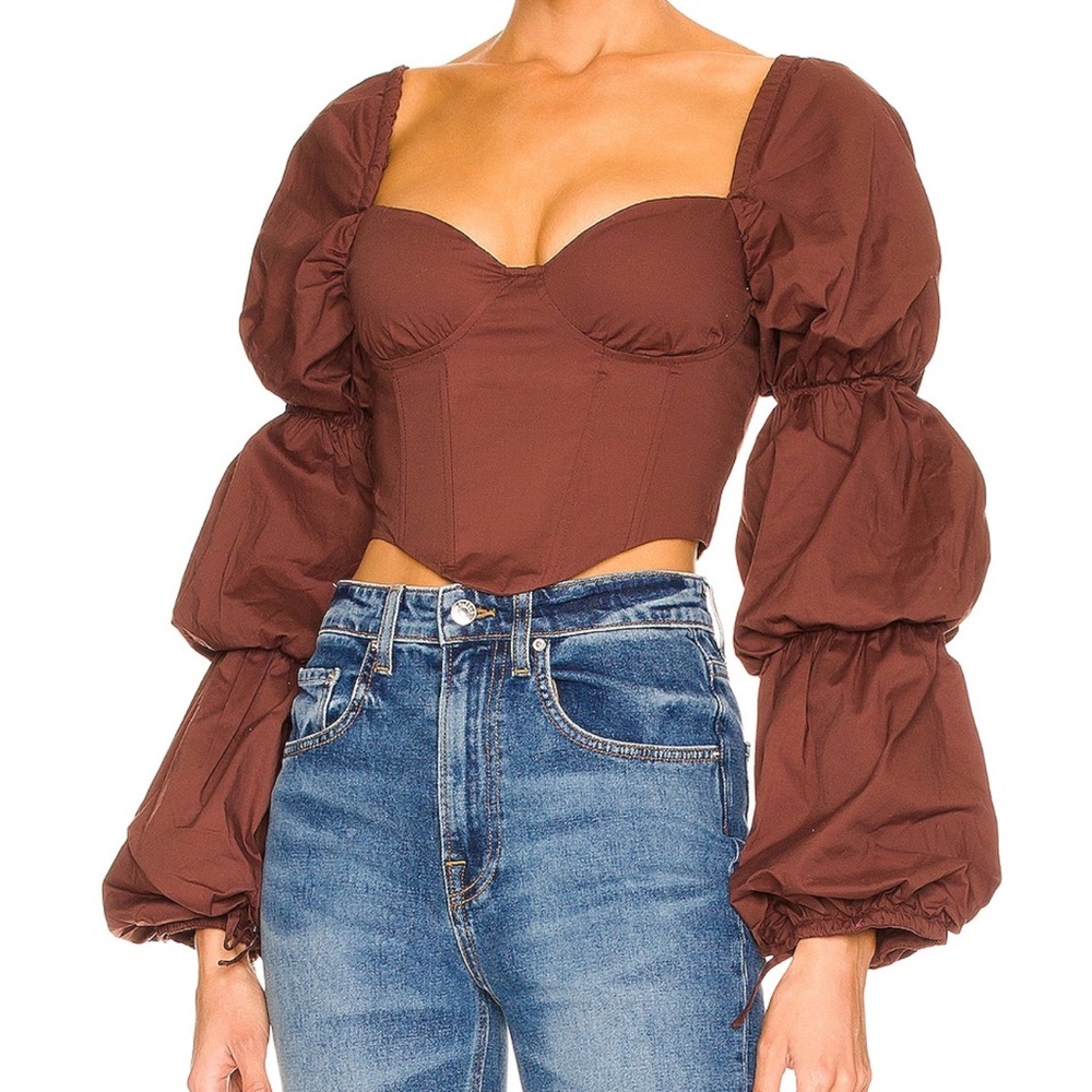 MAJORELLE- TAWNY CORSET TOP IN BROWN
